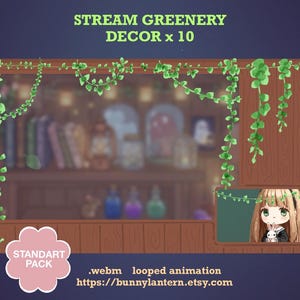 Superposiciones animadas de vegetación, enredaderas de acuarela, follaje en bucle inspirado en Ghibli, decoración estilo cottagecore (.webm)