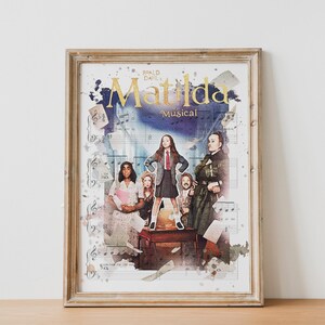 Póster musical de Matilda, regalo de arte mural, póster digital editable, impresión artística de partituras de Broadway