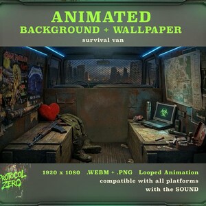 Animated Background | Post-Apocalyptic Zombie Survival Van |  Futuristic, Looping Wallpaper Desktop WEBM MP4