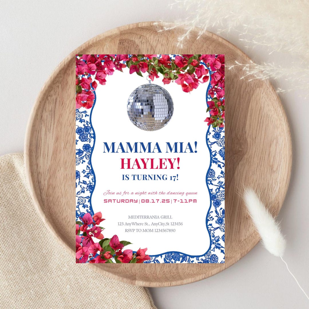 Editable Mamma Mia Themed Birthday Invitation Template, Mamma Mia Theme ...