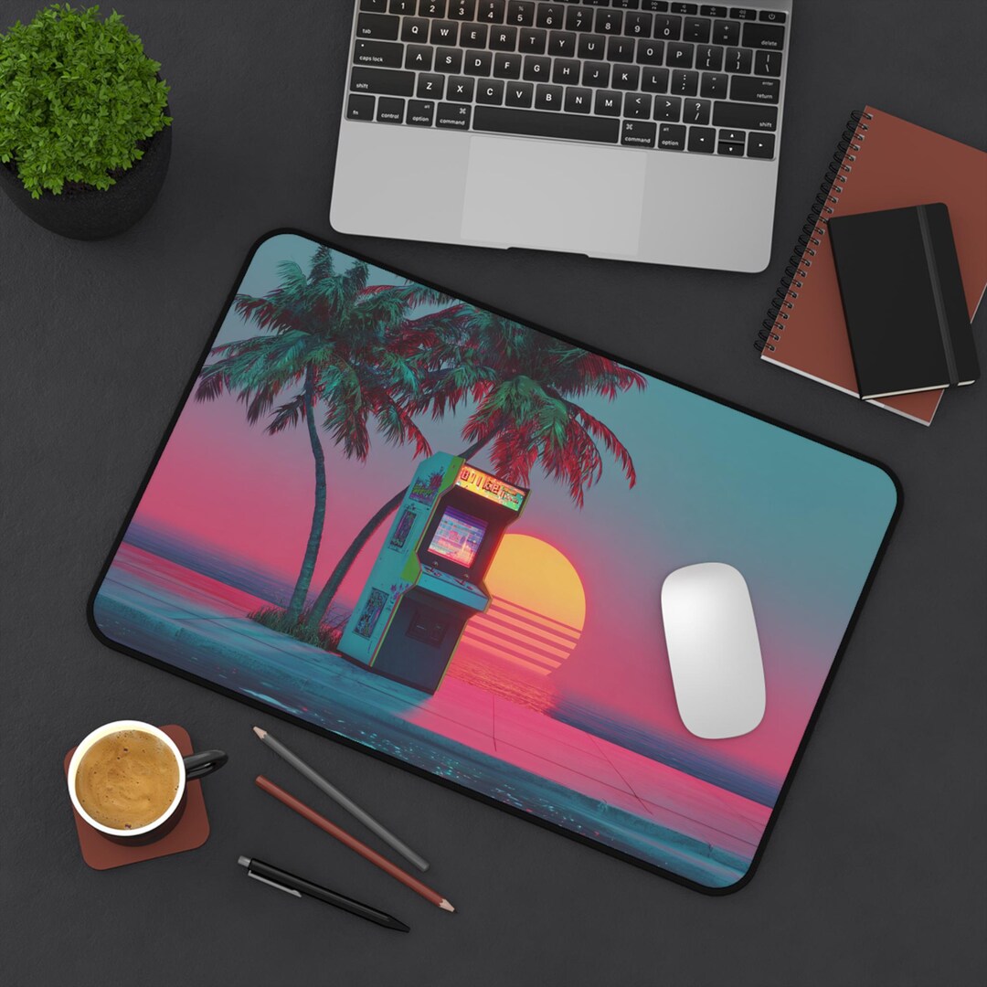 80s Arcade Desk Mat, Vaporwave Pixel Gaming Pad - Etsy