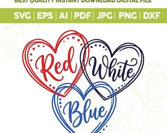 Corazón 4 de julio Svg Png, Diseño patriótico de EE. UU. svg, Rojo Blanco y 250 Svg, Diseño preppy femenino de EE. UU. para el 4 de julio, Archivos de corte Cricut