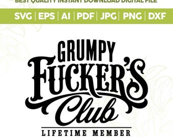 Grumpy Fuckers Club Divertido SVG PNG, Humor para adultos PNG, Parche para sombrero de cuero, Diseño retro grunge, Parche para sombrero de cuero grabado con láser de moda, Archivos Cricut