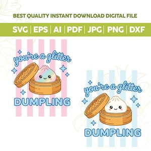 Du är en glitterdumpling SVG PNG-paket, söt dumpling svg, trendiga ränder png, roliga sommarvibbar svg, flickigt blommigt trendigt barndesign