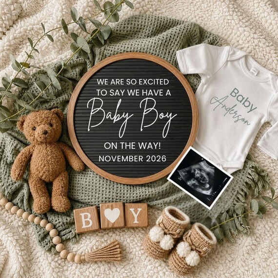 Baby Boy Pregnancy Announcement Digital Template,Editable Boy Gender Reveal,Its a Boy Little Brother, Social Media Announcement Template