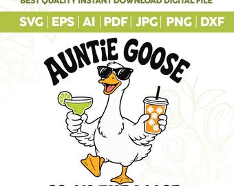Tía Ganso está suelta SVG PNG, Tía Ganso rica svg, Camiseta de fiesta de verano con ganso para tía, Tía Ganso de vacaciones retro svg, Cricut