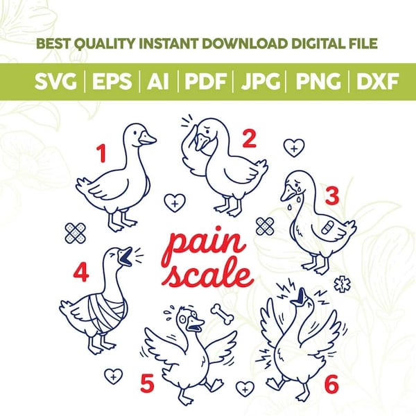 Pain Scale Goose Nurse Svg Png, Funny Nursing Humor Design svg, Healthcare Worker svg,RN CNA Medical Clipart, Cricut cut files