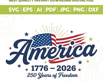 SVG PNG del 250 aniversario de Estados Unidos, SVG del Día de la Independencia de EE. UU., SVG del 4 de julio, SVG del diseño de camiseta de 250 años de libertad, Bandera retro estadounidense patriótica