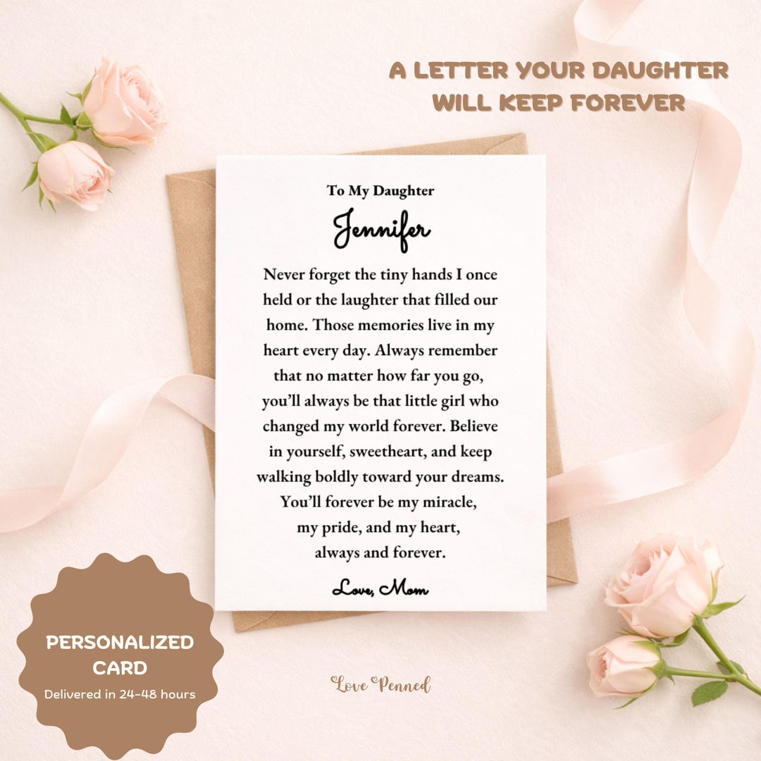 To My Daughter Card From Mom, Heartfelt Gift for Daughter, Personalized ...