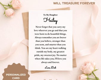 Personalized Daughter Card from Dad, To My Daughter Letter, Emotional Gift for Daughter, Printable Greeting Card, Made to Order