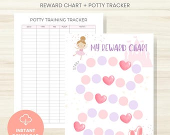 Ballerina Potty Training Bundle | Toddler Reward Chart + Tracker  (Digital Download)