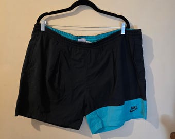 Vintage Nike zwembroek heren grote zwarte wintertaling colorblock jaren 90 mesh voeringshort