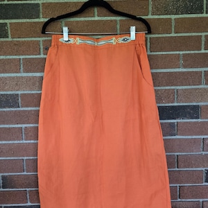 Vintage Appraisal Orange A Line Skirt 70s Embroidered Western Size S Read Desc.