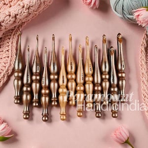 Juego de 13 agujas de crochet de palisandro: agujas de madera para tejer, hacer crochet y tejer con lana.
