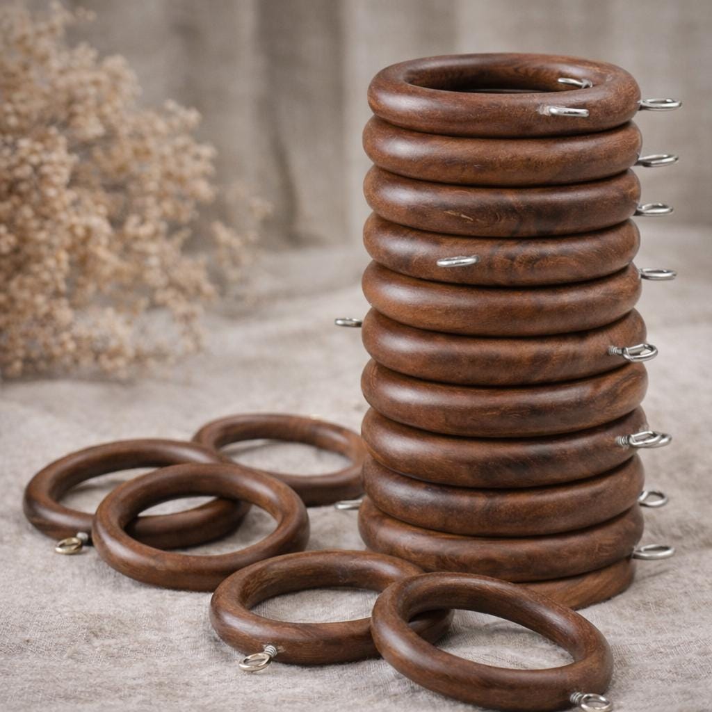 Drapery With Rings Handmade Rosewood Curtain Rings Set, Solid Wood Drapery Rings for ...