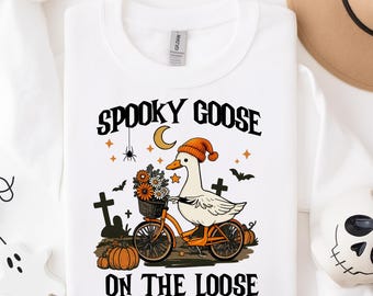 Lustiges Gänse-Halloween-Shirt, Geschenkidee für Gänseliebhaber, Gruseliges „Gans auf freiem Fuß“-Shirt, Herbstbekleidung