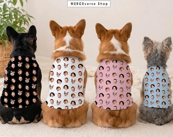 Custom Multi-faces Dog Tank Top, Personalized Pet Clothes, Funny Gifts For Dog MoM, Dog Dad