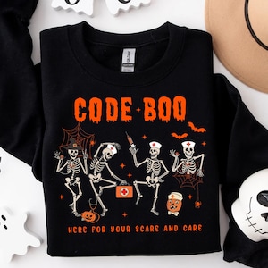 Halloween-sjuksköterska png för läskig säsong png: Code Boo Halloween-skelett digital nedladdning