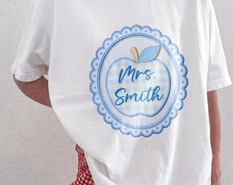 Custom Kindergarten Teacher Shirt, Custom Teacher Apple Shirt, Floral Coquette Teacher Gift, Teacher Life Tee