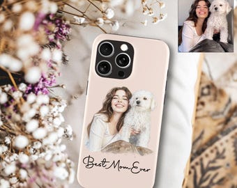 Personalized Watercolor Dog Drawing Phone Case, Gift For Dog Lover, Custom Pet Phone Case, Custom Paw Print Case For Dog Mom, Dog Dad
