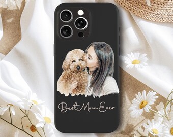 Custom Pet Phone Case Gift For Dog Lovers, Personalized Watercolor Dog Portrait Phone Case, Dog Dad, Dog Mom Gifts, Paw Print Case