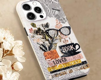 Book Phone Case Gift For Book Nerd, Book Themed Gift, Vintage Iphone Book Phone Case For Reading Girl, Library Iphone Case Book Lover Gift