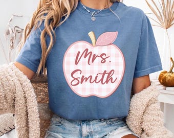 Custom Teacher Apple Sweatshirt, Personalized Teacher Name Tshirt, Teacher Appreciation Gifts, Cute Teacher Gift