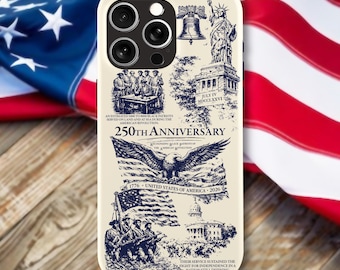 4th Of July Accessories, USA 250th Anniversary Phone Case, Semiquincentennial Gift, United States Capitol, Black Patriots