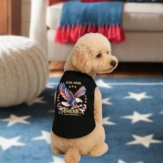 American Eagle Small Dog Clothes, Fourth Of July Dog Tank, Usa 250th Birthday, Patriotic Eagle Pet Shirt, Red White Blue 1776
