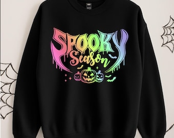 Sudadera de Halloween de neón: camiseta colorida de cuello redondo para una fiesta espeluznante de neón