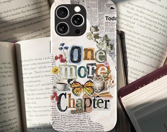 Book Phone Case Gift For Book Nerd, Book Lover Gift, Vintage One More Chapter Phone Case For Reading Girl, Phone Case Book Lover