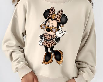 Leopard Minnie Mouse Shirt, Cute Disney Mom Sweatshirt, Leopard Women Hoodie, Animal Kingdom T-Shirt, Disney Safari Sweat, Disney Mom Tshirt