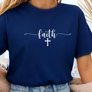 Faith Cross T-Shirt, Christian Love and Grace Tee, Vertical Cross Top, Jesus Lover Tshirt, God Believer Shirt, Christian Women Gift