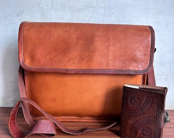 Bolso bandolera personalizado de piel de cabra – Bolso rústico para portátil