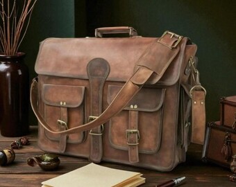 Bolso bandolera de piel personalizado para portátil, bolso con monograma, regalo para padrinos de boda