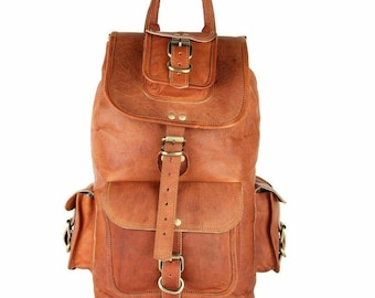 Mochila de cuero personalizada, mochila de aventura hecha a mano