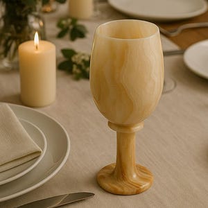 2,8&quot; x 8,3&quot; (7 x 21 cm) Handcrafted Onyx Wine Goblet – Natural Stone Chalice for Rustic & Elegant Tablescapes
