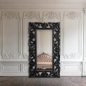 Luxury full length mirror frame, Handmade wooden mirror, wall carved mirror, Hand carved wooden mirror,Silver white color Vintage mirror