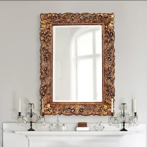 Luxury full length mirror frame, Handmade wooden mirror, wall carved mirror, Hand carved wooden mirror,Silver white color Vintage mirror