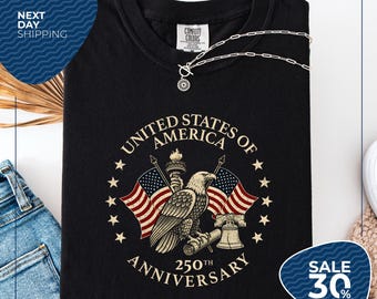 Comfort Colors® USA 250th Anniversary Shirt | USA Flag Vintage T-Shirt | USA 250th Anniversary Independence Day Tee | 4th of July Patriotic