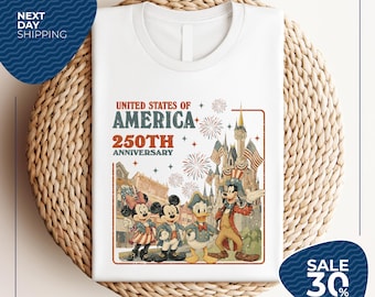 250th Anniversary United States of America Shirt | Mickey and Friends Patriotic Shirt | Disney Main Street Tee | Magic Kingdom Tee