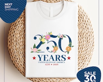 USA 250th Anniversary Floral Shirt | Patriotic Botanical American Flag Tshirt | 1776–2026 Freedom Celebration