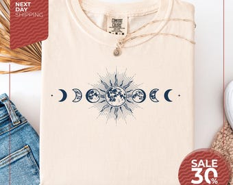Comfort Colors® Celestial Shirt | Boho Moon Phase Tee | Moon T-shirt | Mystical Moon Shirt | Celestial Shirt