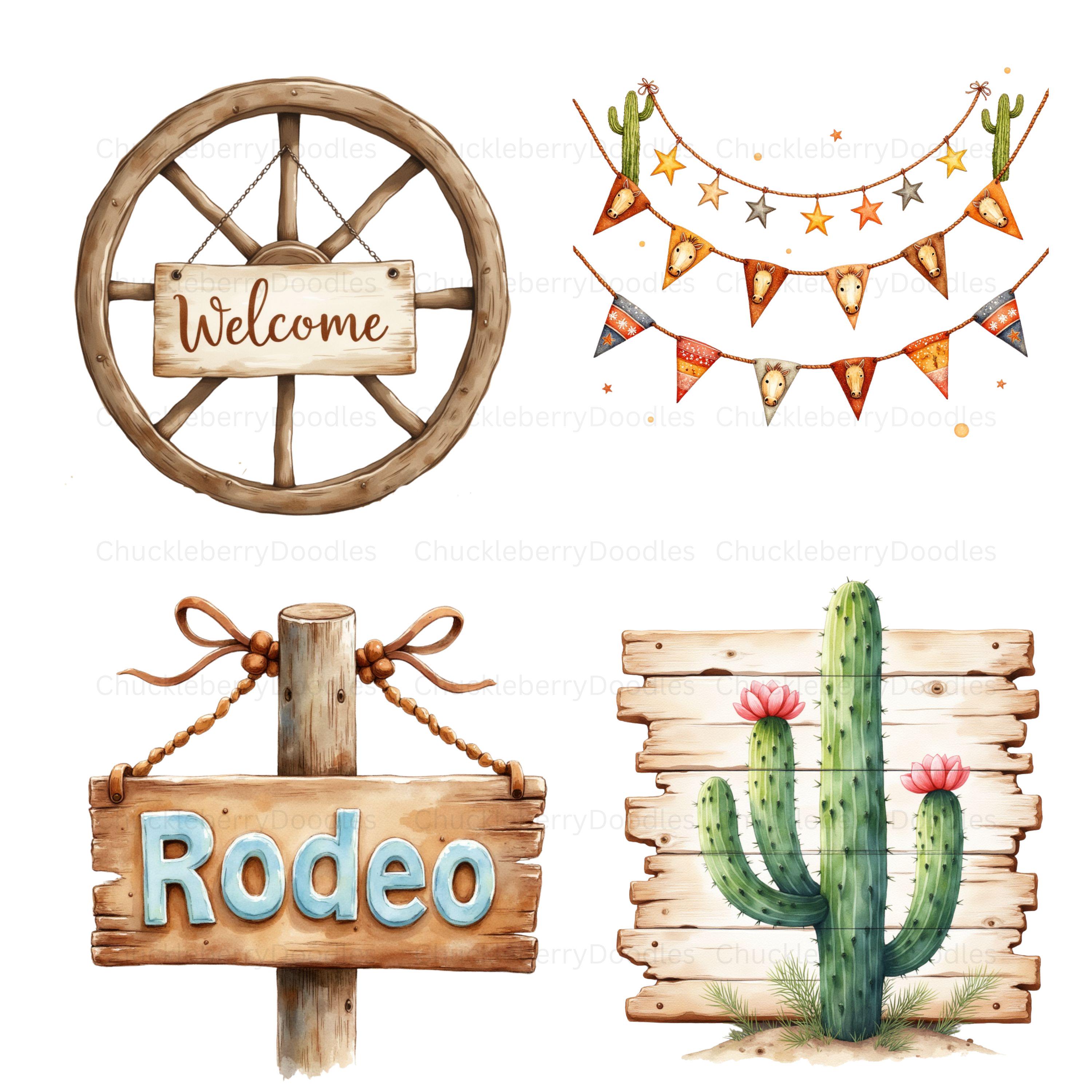 Rodeo 1st Birthday Clipart PNG : Baby Cowboy Boots & Hat Digital Art ...