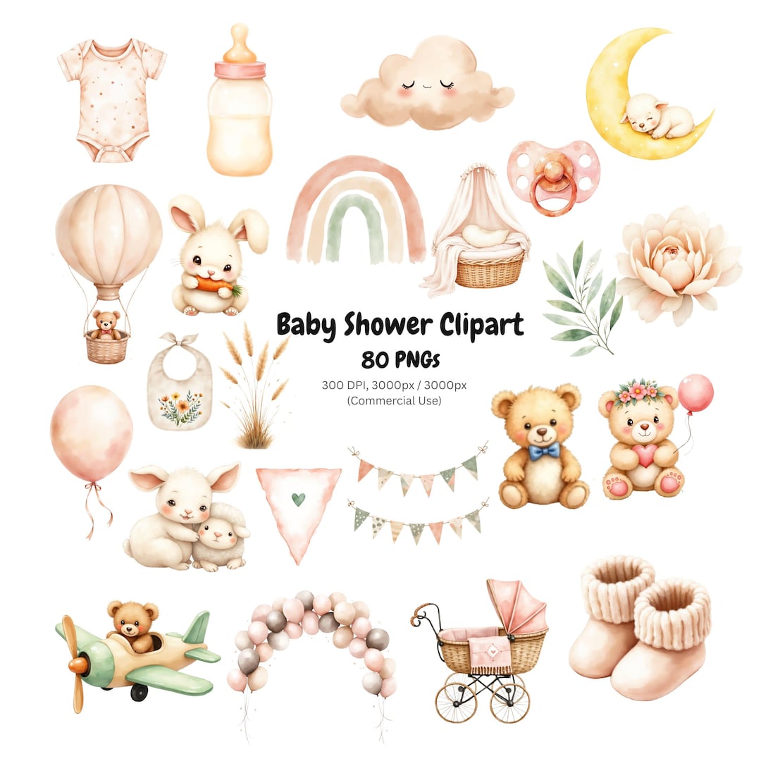 Neutral Boho Baby Shower Clipart : Watercolor Boho Rainbow PNG , Gender ...