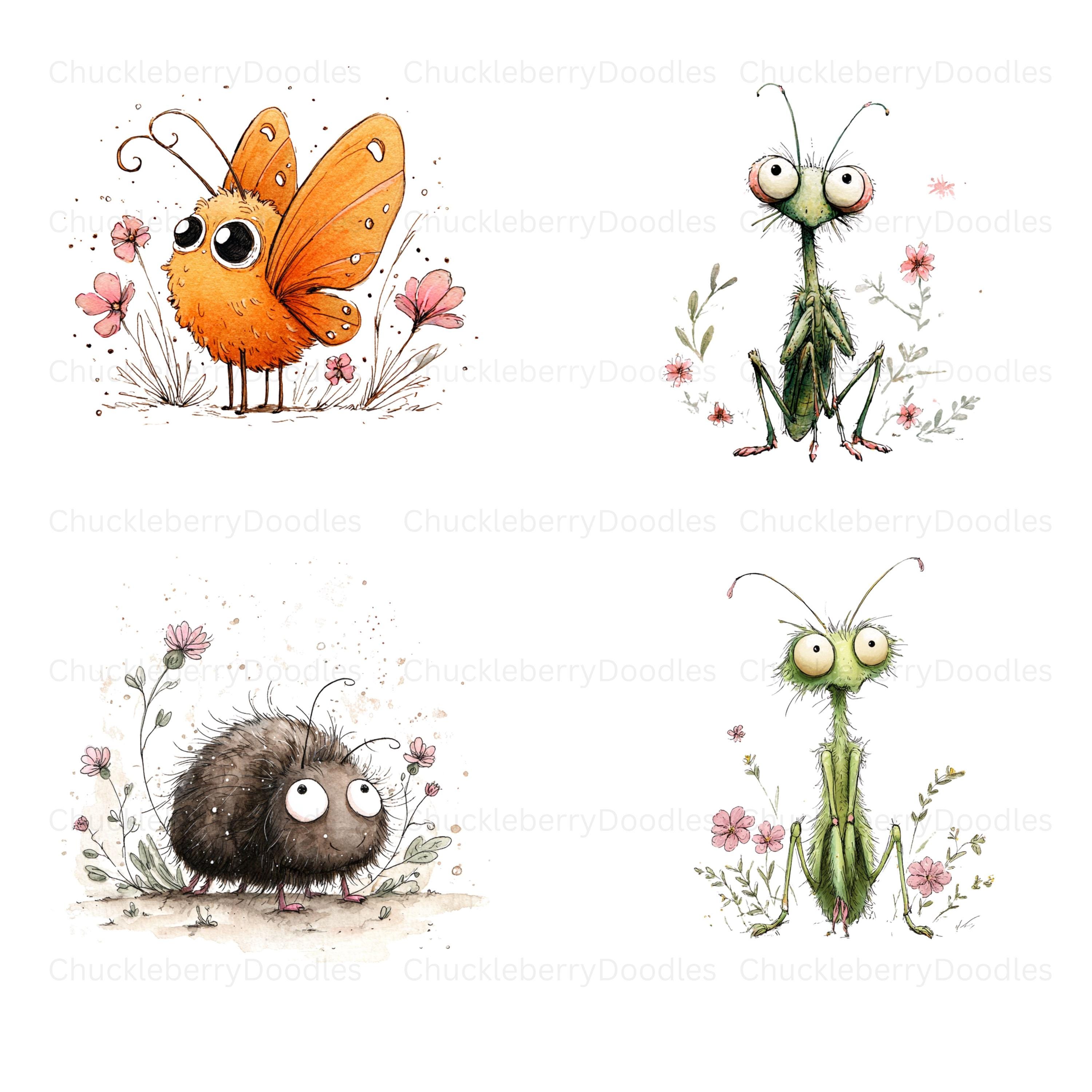 Watercolor Spring Bug Clipart - (30 Pngs) Whimsical Garden Insect ...