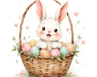 20 Aquarell Osterhasen Clipart: PNG Bundle, Frühling Grafiken (digitaler Download)