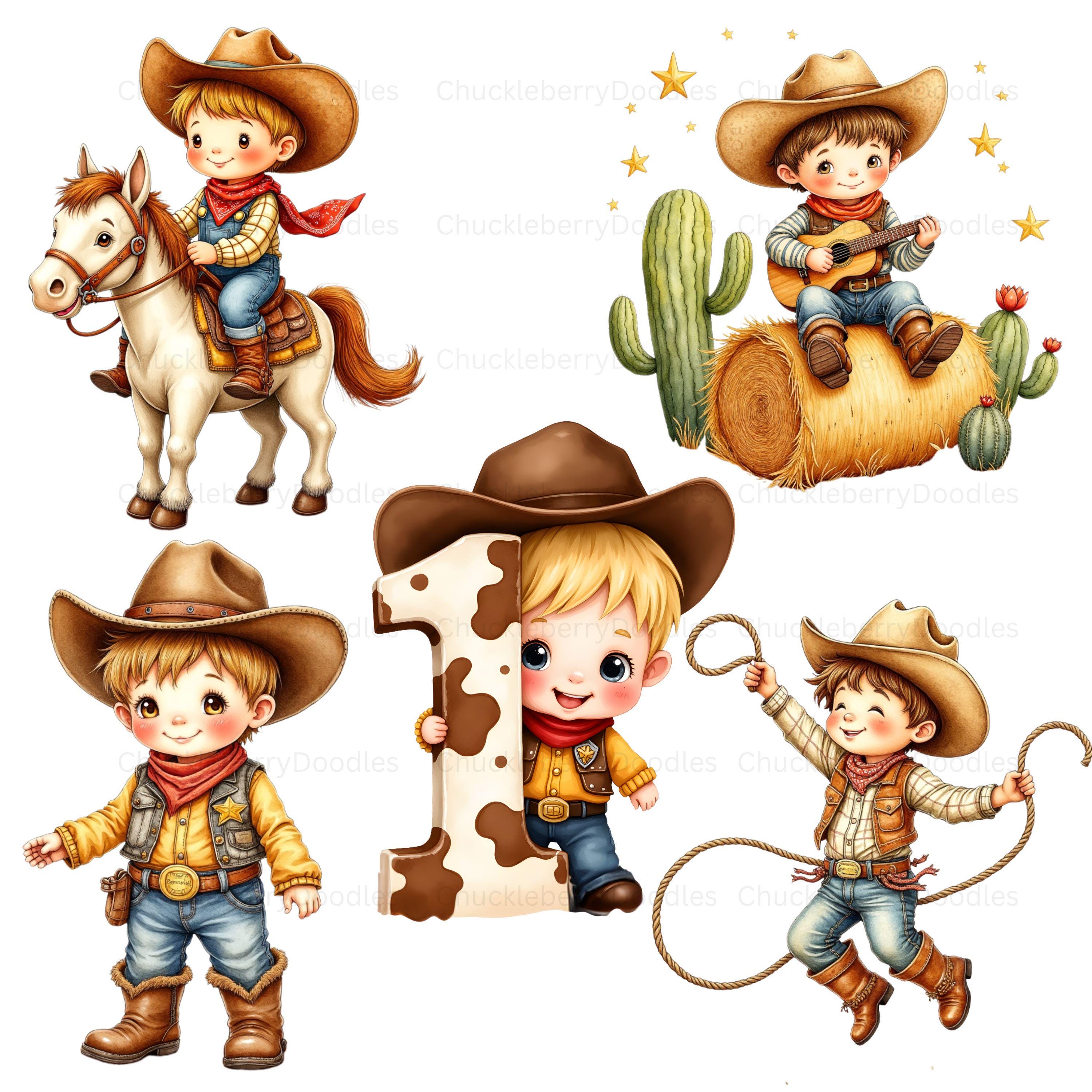 Rodeo 1st Birthday Clipart PNG : Baby Cowboy Boots & Hat Digital Art ...
