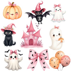14 Cute Whimsical Ghost Clipart PNG Bundle - Adorable Halloween Spirits Digital Art - Spooky Season Graphics for Decor & Crafts 09