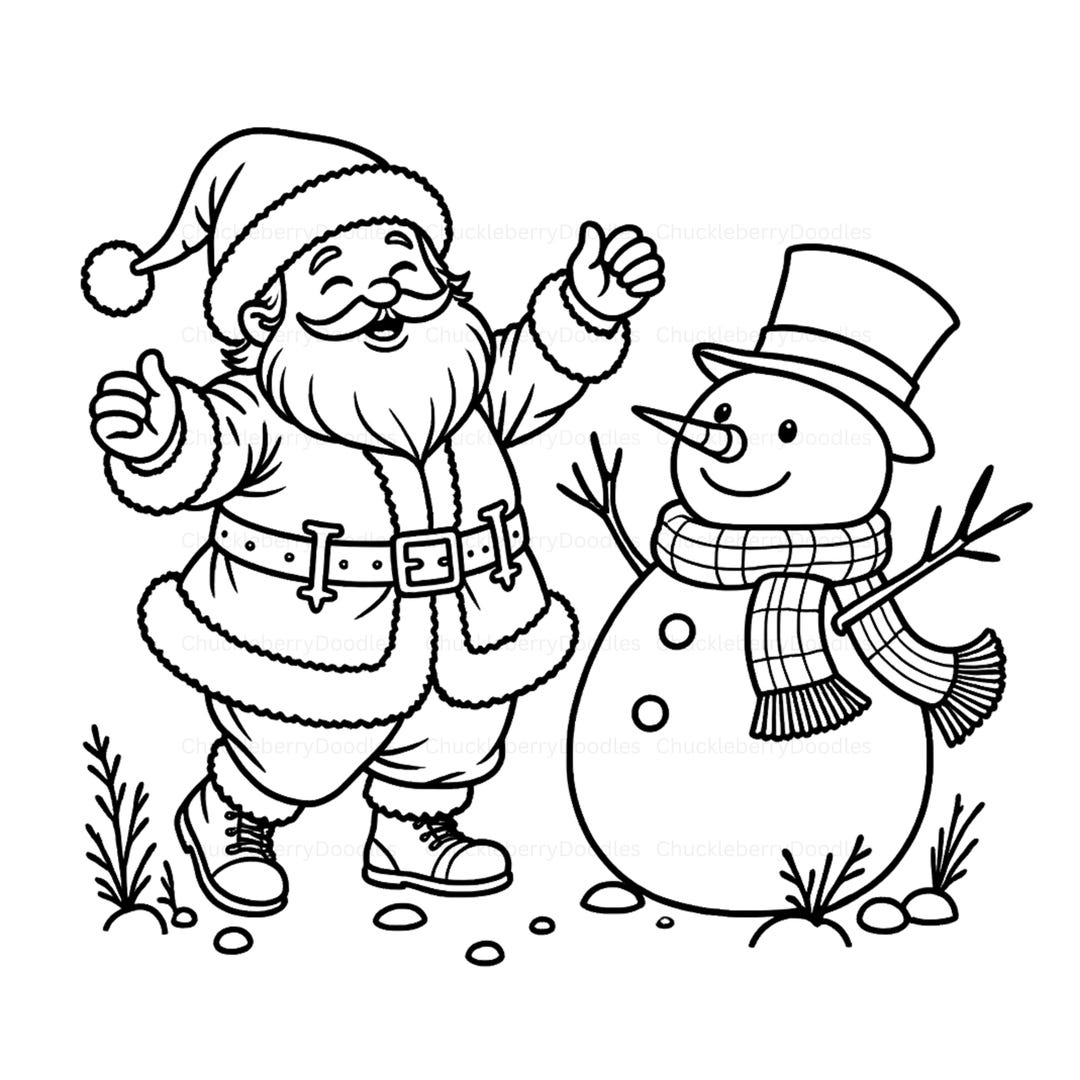 Santa Claus Line Art Clipart - Minimalist Christmas PNG (digital ...